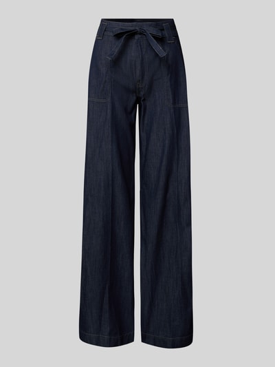 MAC Jeansy z szeroką nogawką i wiązanym paskiem model ‘Sienna’ Ciemnoniebieski 2