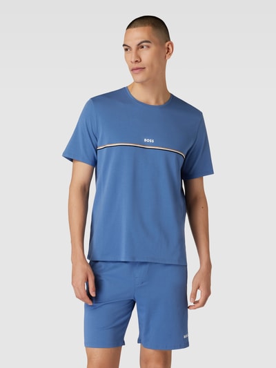 BOSS T-Shirt mit Kontraststreifen Modell 'Unique' Blau 4