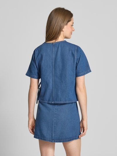 Pieces Regular Fit Jeansbluse aus Baumwoll-Mix Modell 'FIBBO' Dunkelblau 5