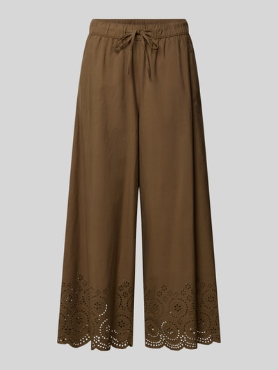 Produktfoto, brązowe kuloty z szerokimi nogawkami, bawełna, wycinania przy nogawkach, Wide Leg Culotte aus reiner Baumwolle von s.Oliver RED LABEL