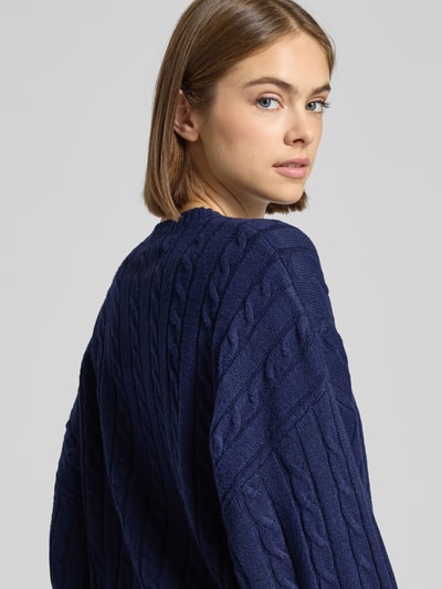 Review Gebreide pullover met kabelpatroon Marineblauw gemêleerd - 3