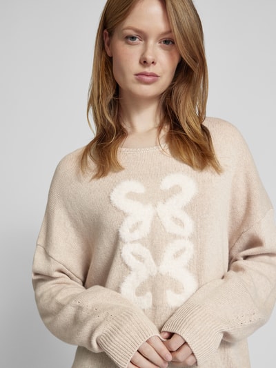 Smith and Soul Oversized Strickpullover mit Woll-Anteil und Rundhalsausschnitt Sand 3