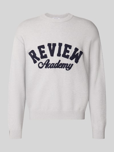 REVIEW Strickpullover mit gerippten Abschlüssen Hellgrau Melange 2