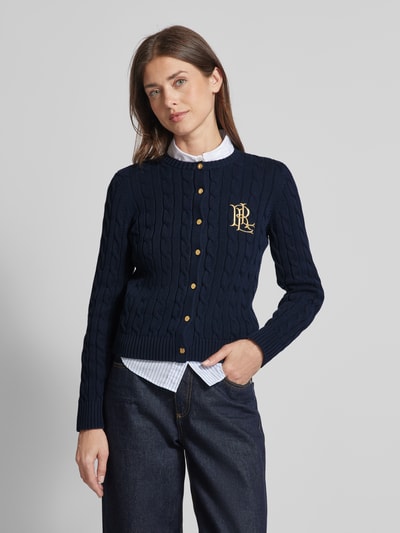 Lauren Ralph Lauren Cardigan met kabelpatroon, model 'RALHAN' Marineblauw - 4