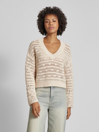 Mango Strickpullover mit V-Ausschnitt Modell 'BAHAMAS' Beige 4