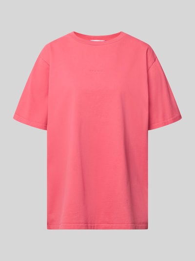 Produktfoto, Oversized T-Shirt mit rückseitigem Stitching Modell 'Flower' von OH APRIL in Pink aus Reine Baumwolle, Damen T-Shirt, Rundhalsausschnitt, oversized, Rückenlänge bei Größe S 71 cm.