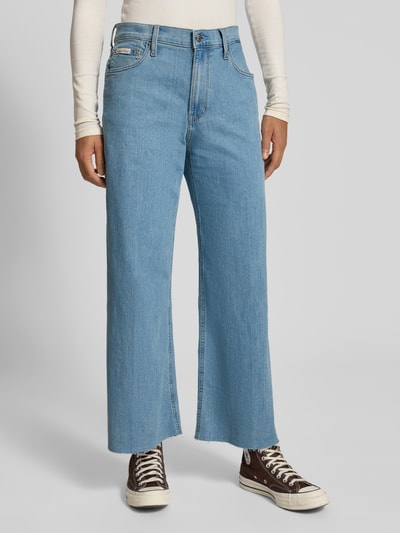 Calvin Klein Jeans Ultra High Waist Wide Fit Jeans mit Fransen Hellblau 4