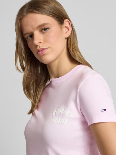 Tommy Jeans regular fit T-shirt van puur katoen model 'BUBBLE' Felroze - 3