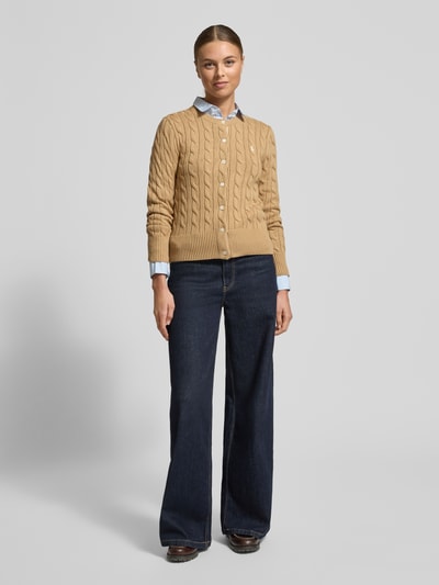 Polo Ralph Lauren Kurtka z dzianiny o kroju slim fit model ‘Cardi’ Khaki 1