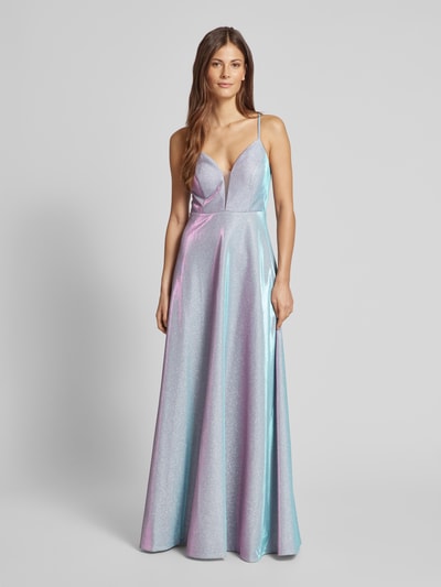 Jake*s Cocktail Abendkleid mit Effektgarn Bleu Melange 4