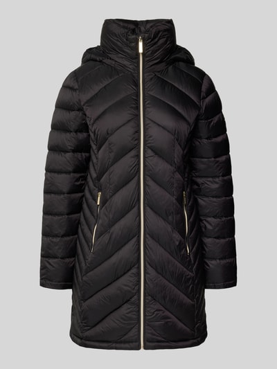 MICHAEL Michael Kors Gewatteerde lange jas met opstaande kraag, model 'Longline' Zwart - 2