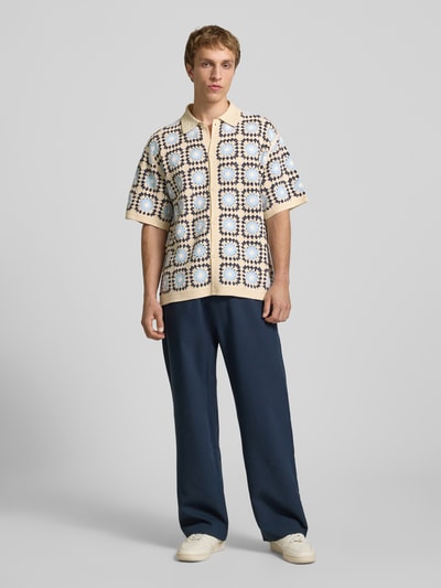 REVIEW Gebreid shirt met polokraag en knoopsluiting Ecru - 1