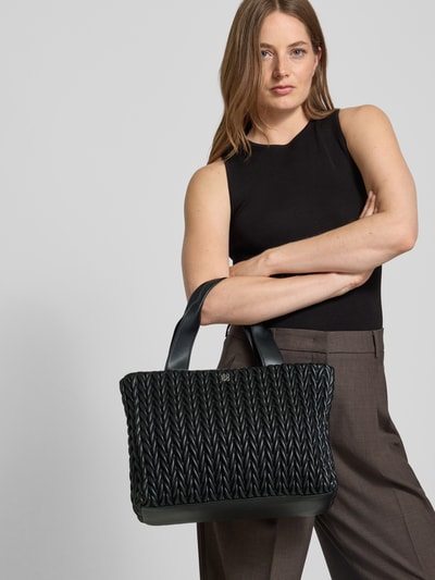 HUGO Torba na ramię z efektem plecionki Czarny 1