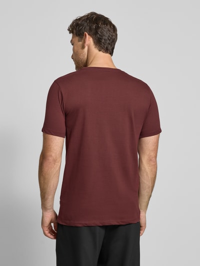 Lindbergh T-shirt met labelprint, model 'Copenhagen' Donkerrood - 5