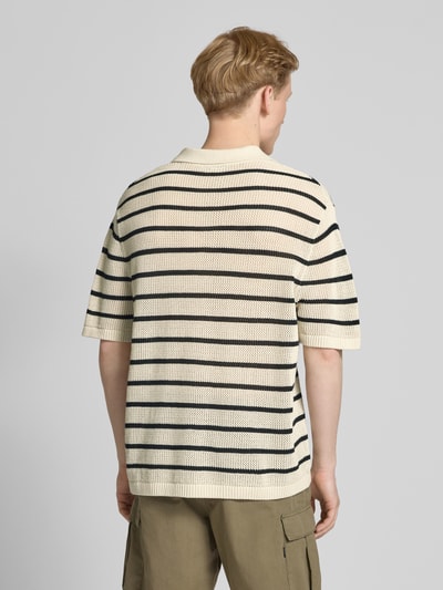 REVIEW Gebreid shirt met polokraag en labelstitching Ecru - 5