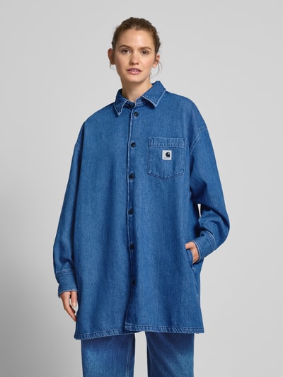 Carhartt Work In Progress Oversized  Jeansbluse mit Umlegekragen Modell 'GLENNON' Jeansblau 4