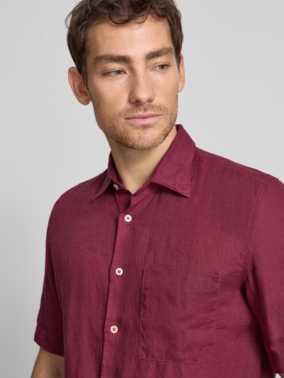 Marc O'Polo Regular Fit Freizeithemd aus reinem Leinen Dunkelrot 3