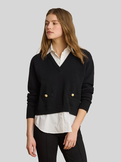 Lauren Ralph Lauren Sweter z dzianiny o kroju regular fit z czystej bawełny BLACK 4