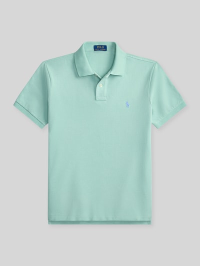 Produktfoto, Regular Fit Poloshirt aus reiner Baumwolle von Polo Ralph Lauren in Uni-Mintgrün, kurze Knopfleiste, Logo-Detail, Piqué-Textur