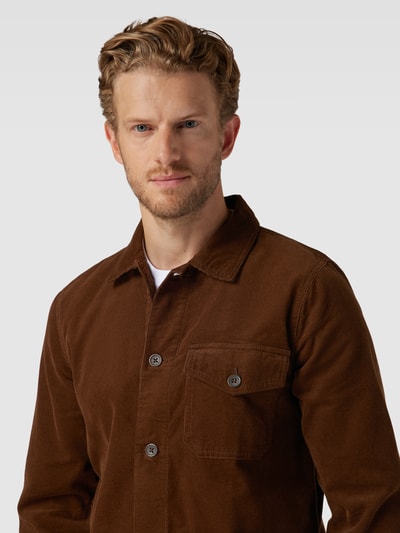 Lindbergh Overhemdjack van corduroy met borstzak, model 'Corduroy' Lichtbruin - 3