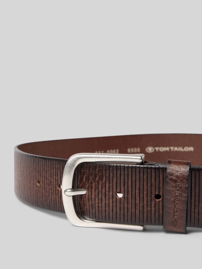 Tom Tailor Riem van echt leer, model 'ROY' Donkerbruin - 2