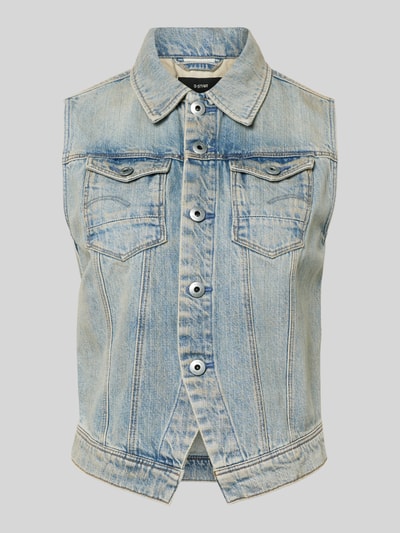 Productfoto, Slim Fit Jeansweste im Used-Look van G-Star Raw uit puur katoen met platte kraag, borstzakken en knoopsluiting, denim blauw.