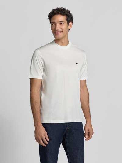 Emporio Armani T-Shirt aus Lyocell-Mix mit Label-Stitching Weiss 4