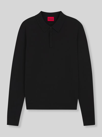 HUGO Regular Fit Poloshirt mit Feinstrickstruktur aus Viskosemix Black 2