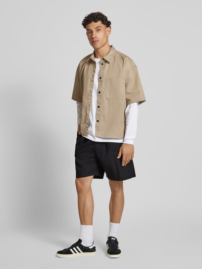 REVIEW Loose Fit Shorts aus Baumwoll-Leinen-Mix Black 1