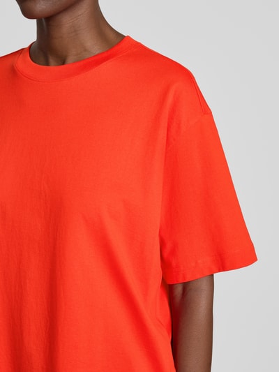 Jake*s Casual Oversized T-shirt met geribde ronde hals Kersenrood - 3