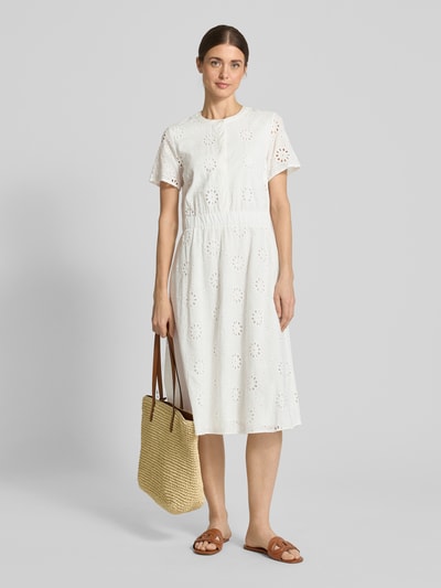 Christian Berg Woman Selection Midi-jurk met broderie anglaise Ecru - 1