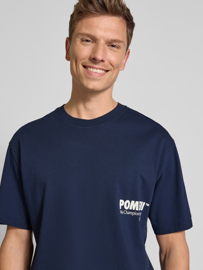 POMPEII BRAND T-Shirt mit Label-Print Dunkelblau 3