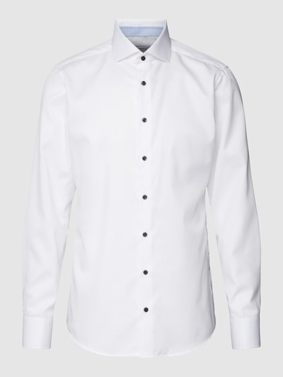Eterna Slim Fit Business-Hemd mit Strukturmuster Weiß 2