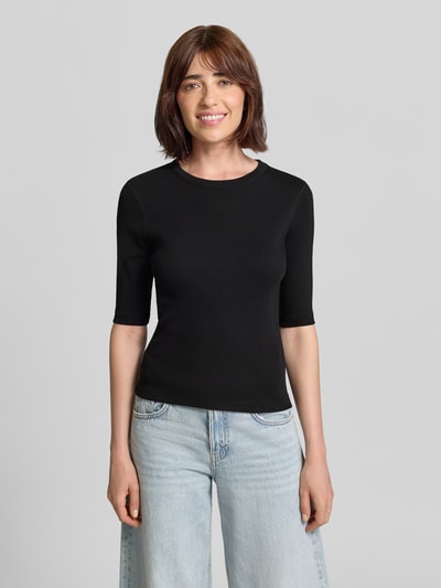 DRYKORN T-shirt w efekcie prążkowania model 'SELAY' BLACK 4