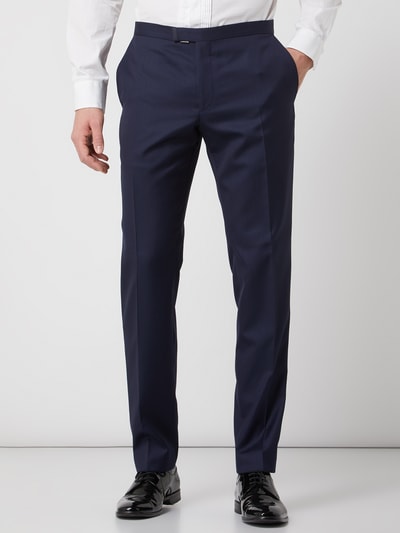 JOOP! Collection Slim fit smokingbroek met handgestikte randen Donkerblauw - 4