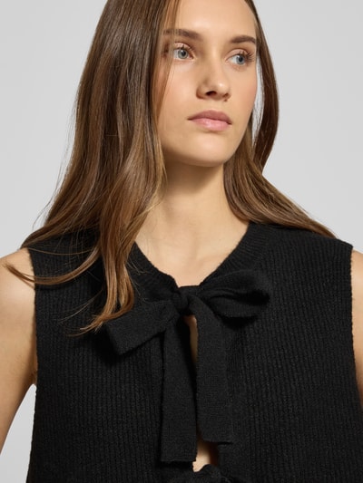 Pieces Regular Fit Strickweste mit Bindeverschluss Modell 'SILLY' Black 3