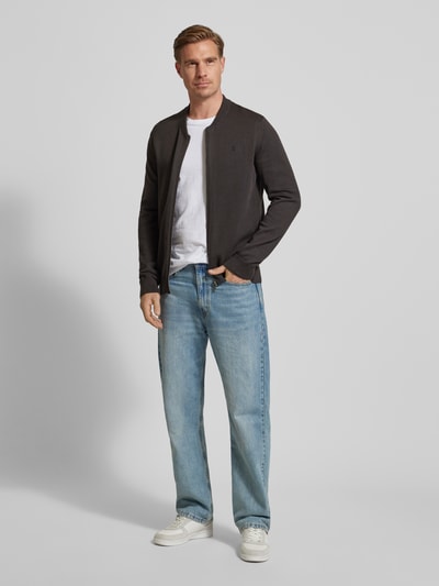 Armedangels Regular Fit Strickjacke aus reiner Bio-Baumwolle Modell 'AGAAMON' Anthrazit 1