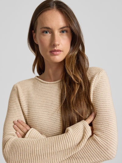 s.Oliver RED LABEL Sweter z dzianiny kroju regular fit z mieszanki bawełny Beżowy 3