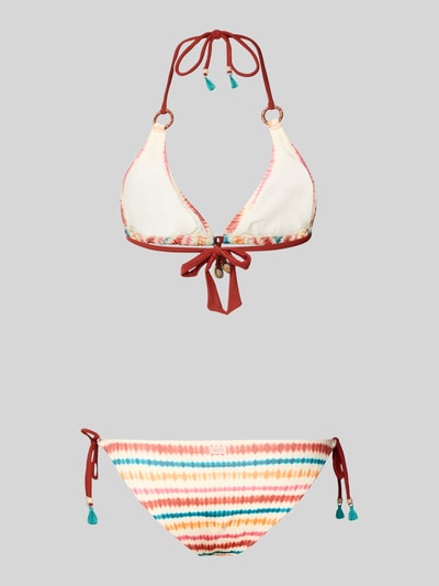 Produktfoto, Bikini mit wattierten Cups und seitlicher Schnürung von Banana Moon, farbenfrohes Streifenmuster, Material-Mix mit Stretch-Anteil, Zierelemente