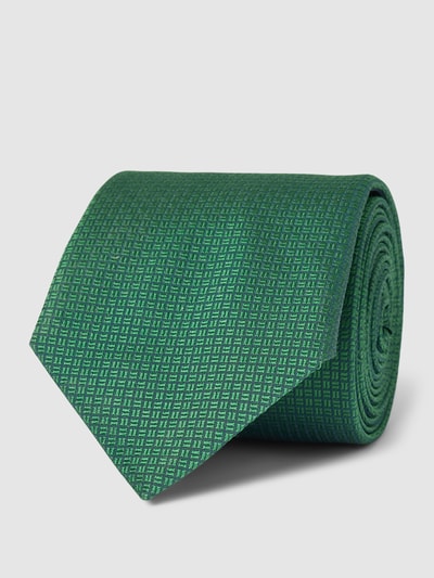 BOSS Slim Fit Zijden stropdas met all-over motief Groen - 1