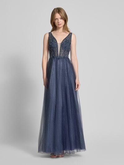 Jake*s Cocktail Abendkleid mit Spitzen- und Ziersteinbesatz Mittelgrau 4