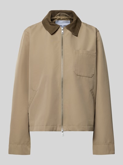Produktfoto, Jacke mit Zweiwege-Reißverschluss Modell 'ROBINSON' von Samsøe Samsøe in Beige mit Umlegekragen, Brusttasche, Regular-Fit, glatte Textur