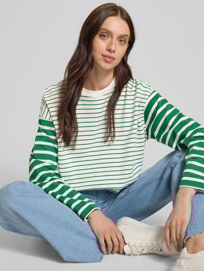 Tom Tailor Denim Loose Fit Sweatshirt mit Streifenmuster Weiss 3