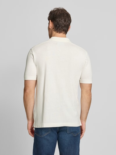 Marc O'Polo Regular Fit Poloshirt aus Baumwoll-Leinen-Mix Offwhite 5