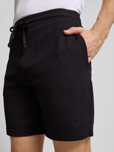 HUGO Regular Fit Sweatshorts mit Strukturmuster Modell 'Austin' Black 3