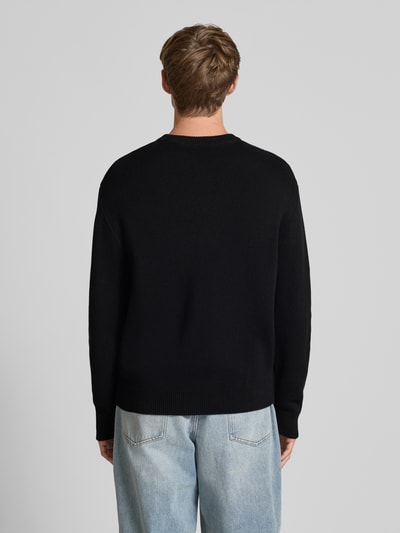 REVIEW Strickpullover mit Label-Stitching Black 5