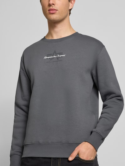 Alpha Industries Sweatshirt met logo en ronde hals Donkergrijs - 3