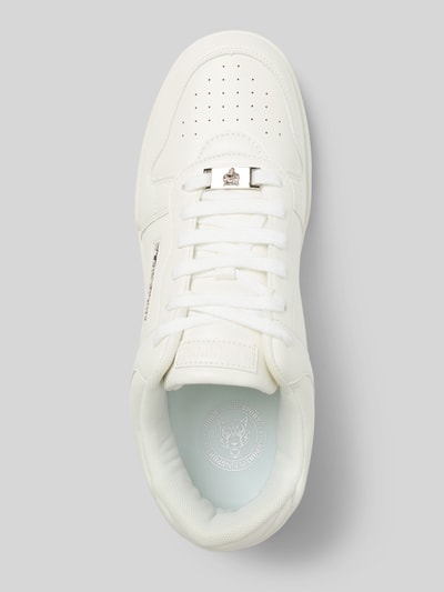 Produktfoto, Herren Sneaker mit Abgerundete-Spitze, Schnürverschluss, Modell 'VIPER' von PLEIN SPORT, Label-Detail, strukturierte Sohle, Absatzhöhe 3 cm, Schafthöhe 9 cm, Schaftweite 8 cm, weiß, glatte und perforierte Texturen