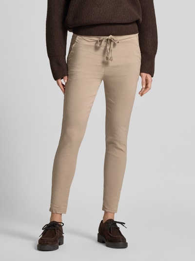 ZABAIONE Skinny Fit Stoffhose mit Tunnelzug Beige 4