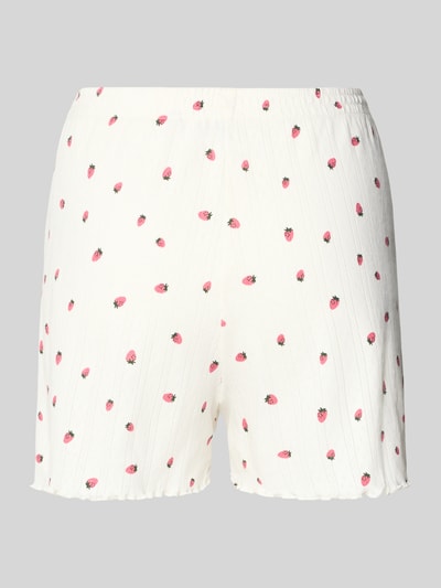 Produktfoto, Pyjama-Shorts im Allover-Look von Jake*s Casual aus reiner Baumwolle mit Regular-Fit, elastischer Bund, Knöpfe, weiß mit rosa Muster.